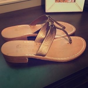 Gorgeous Bronze Italian Leather Thong Sandals
